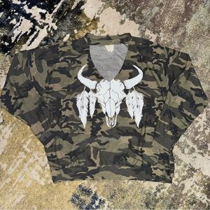 Fantastic Fawn Camouflage Skull Graphic Top